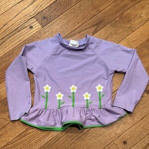 Florence Eiseman Purple Kids Rashguard with Daisy Accents